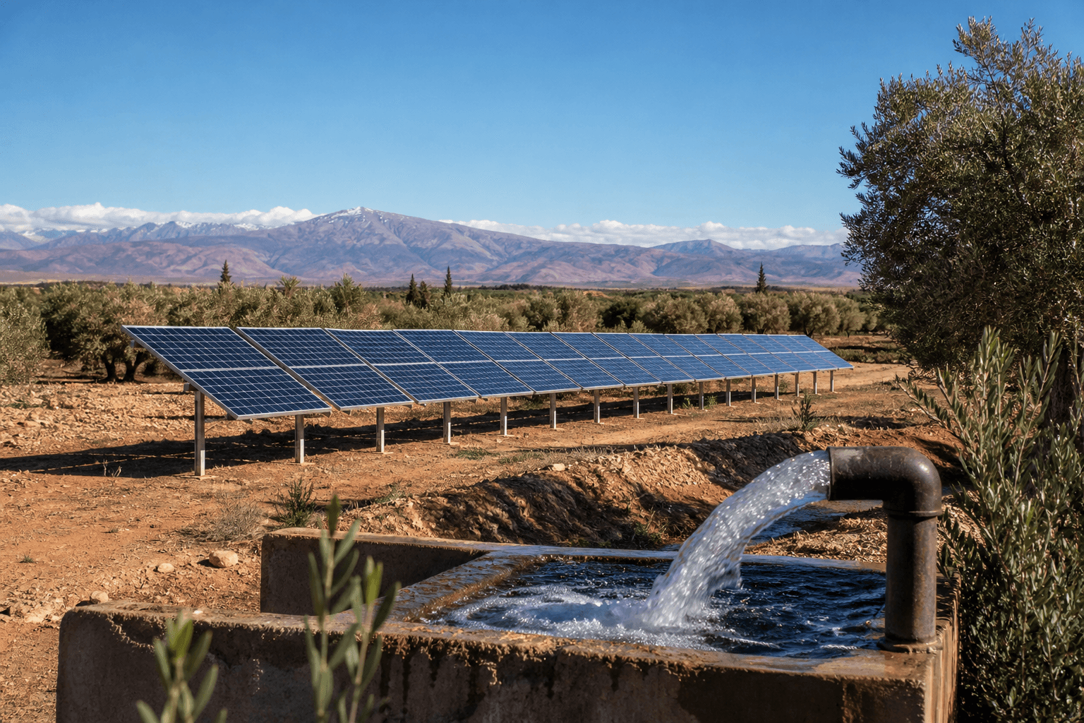 Installation de pompage solaire agricole près de Marrakech